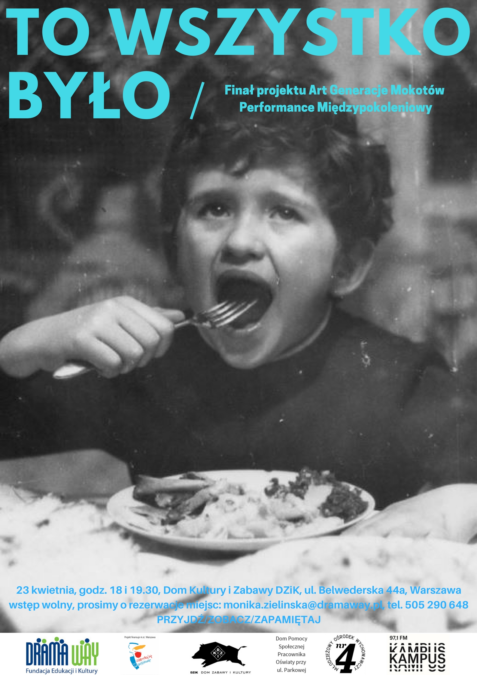 Plakat przedstawia jedzącego chłopca